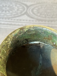 Two Chinese archaic bronze food vessels, 'ding 鼎', Han