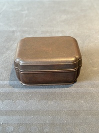A rare Chinese rectangular bronze box and cover, Ming