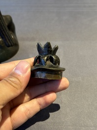 A rare Chinese bronze 'parrot' incense burner, Ming