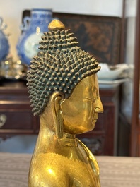 A rare Chinese gilt bronze Buddha Shakyamuni, 18th C.