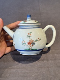 A Chinese famille verte teapot and a famille rose black-ground teapot, Kangxi/Yongzheng