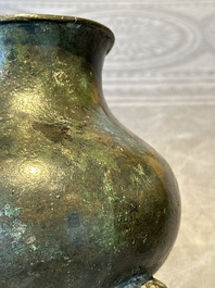 Two Chinese archaic bronze food vessels, 'ding 鼎', Han