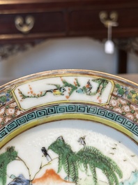 Three unusual Chinese Canton famille rose plates, 19th C.