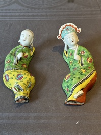Two Chinese famille rose reclining figures, 19th C.