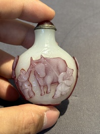 Eight Chinese Peking glass snuff bottles, Qianlong mark, 19/20th C.