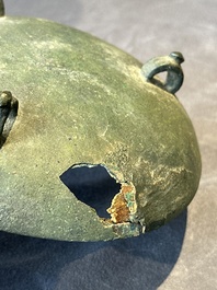 Two Chinese archaic bronze food vessels, 'ding 鼎', Han
