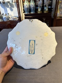A blue and white Dutch Delft 'chinoiserie' plaque, 18th C.