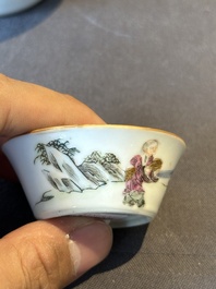 A rare set of eight Chinese famille rose 'Sanxing' nesting bowls, Tongzhi mark and of the period