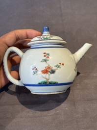 A Chinese famille verte teapot and a famille rose black-ground teapot, Kangxi/Yongzheng
