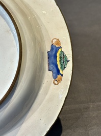 A pair of Chinese Canton enamel 'Fengyiting 鳳儀亭' plates, Yongzheng
