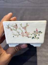 A pair of rectangular Chinese famille rose jardinieres with floral design, Republic