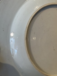 A Chinese famille rose Meissen-style plate and a monogrammed Canton famille rose plate, Qianlong