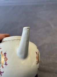 A Chinese famille rose Meissen-style teapot and stand, Qianlong
