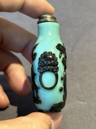 Eight Chinese Peking glass snuff bottles, Qianlong mark, 19/20th C.