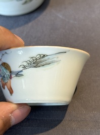 A rare set of eight Chinese famille rose 'Sanxing' nesting bowls, Tongzhi mark and of the period