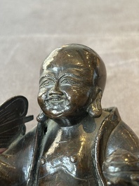 A Chinese bronze vase and a Taoist figure-shaped incense burner, Ming