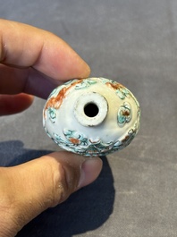 Three Chinese famille rose moulded snuff bottle, Ying Chuan Zhen Cang 穎川珍藏 mark, 19th C.
