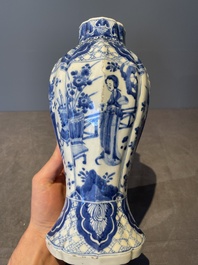 Three Chinese blue and white vases with floral design, Kangxi