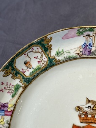 A pair of rare Chinese Canton famille rose armorial plates with the arms of Wight, ca. 1810
