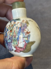 A Chinese famille rose '18 Luohan' snuff bottle, Daoguang mark and of the period