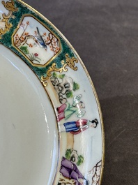 A pair of rare Chinese Canton famille rose armorial plates with the arms of Wight, ca. 1810