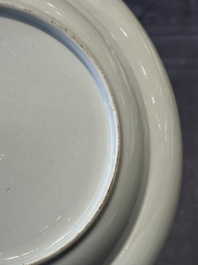 A pair of rare Chinese Canton famille rose armorial soup plates with the arms of Wight, ca. 1810