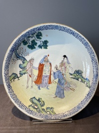 A large Chinese famille rose dish, Qianlong mark, Republic