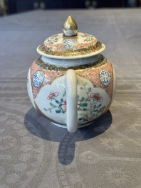 A Chinese monogrammed famille rose teapot with floral design, Yongzheng/Qianlong