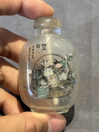 Six Chinese inside-painted glass snuff bottles, 20th C.