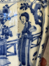 Three Chinese blue and white vases with floral design, Kangxi