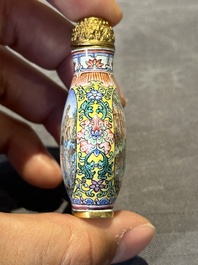 Six Chinese Peking enamel snuff bottles with European design, Qianlong mark, 19/20th C.