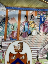 A rare Chinese Canton famille rose armorial dish with the arms of Wight, ca. 1810