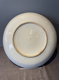 A Chinese famille verte and a famille rose dish with birds among blossom branches, 19th C.