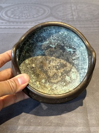A Chinese bronze tripod censer, Guan Huai Tang Zhu Ren 冠槐堂主人 mark, 17/18th C.