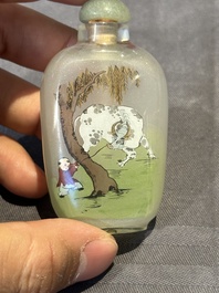 Six Chinese inside-painted glass snuff bottles, 20th C.