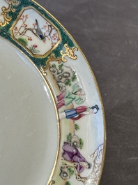 A pair of rare Chinese Canton famille rose armorial plates with the arms of Wight, ca. 1810