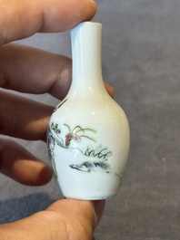 A Chinese famille rose miniature vase and a snuff bottle, Daoguang mark and of the period, 19th C.