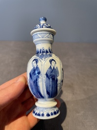 Two pairs of Chinese blue and white 'Long Eliza' vases, jade mark, Kangxi