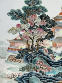 A Chinese famille rose 'river landscape' dish, Qianlong