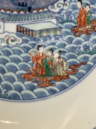 A Chinese famille verte 'Hai Wu Tian Chou 海屋添筹' plate, Yongzheng mark, 19th C.