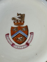 A pair of rare Chinese Canton famille rose armorial plates with the arms of Wight, ca. 1810