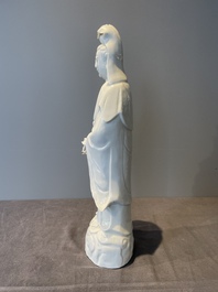 Two Chinese Dehua blanc de Chine figures of Guanyin, 18th C.