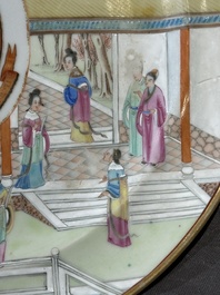 A rare Chinese Canton famille rose armorial dish with the arms of Wight, ca. 1810