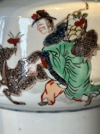 A Chinese famille verte 'gu' vase with narrative design, 19th C.