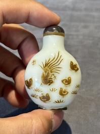 A group of six Chinese overlay glass snuff bottles, 19th C.
