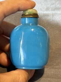 Four Chinese Peking glass snuff bottles, one with a Qianlong mark, 18/19th C.