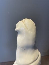 Two Chinese Dehua blanc de Chine figures of Guanyin, 18th C.