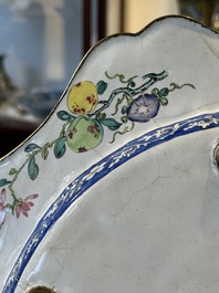 A large Chinese Canton enamel dish with scholars in a landscape, Yongzheng