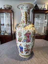 A Chinese Canton famille rose 'Wu Shuang Pu' vase, 19th C.