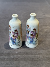 A pair of Chinese famille rose snuff bottles, Qianlong mark, 19th C.